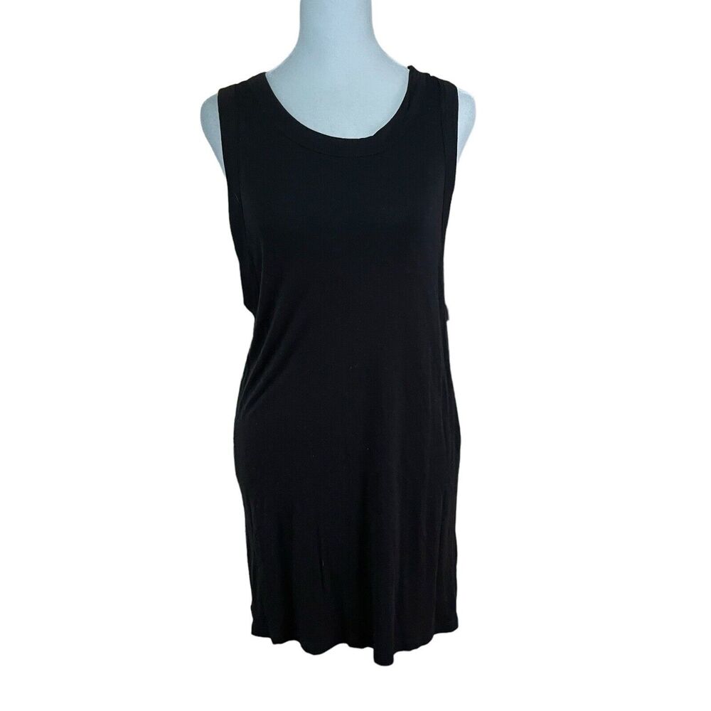 GAP Womens Plus 2XL Blouse Sleeveless Long Tank Solid Black Soft Stretch Tee